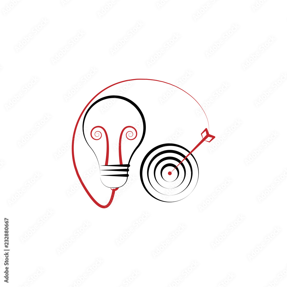 Poster goal in idea and target 2 colored line icon. simple colored element illustration. goal in idea and t