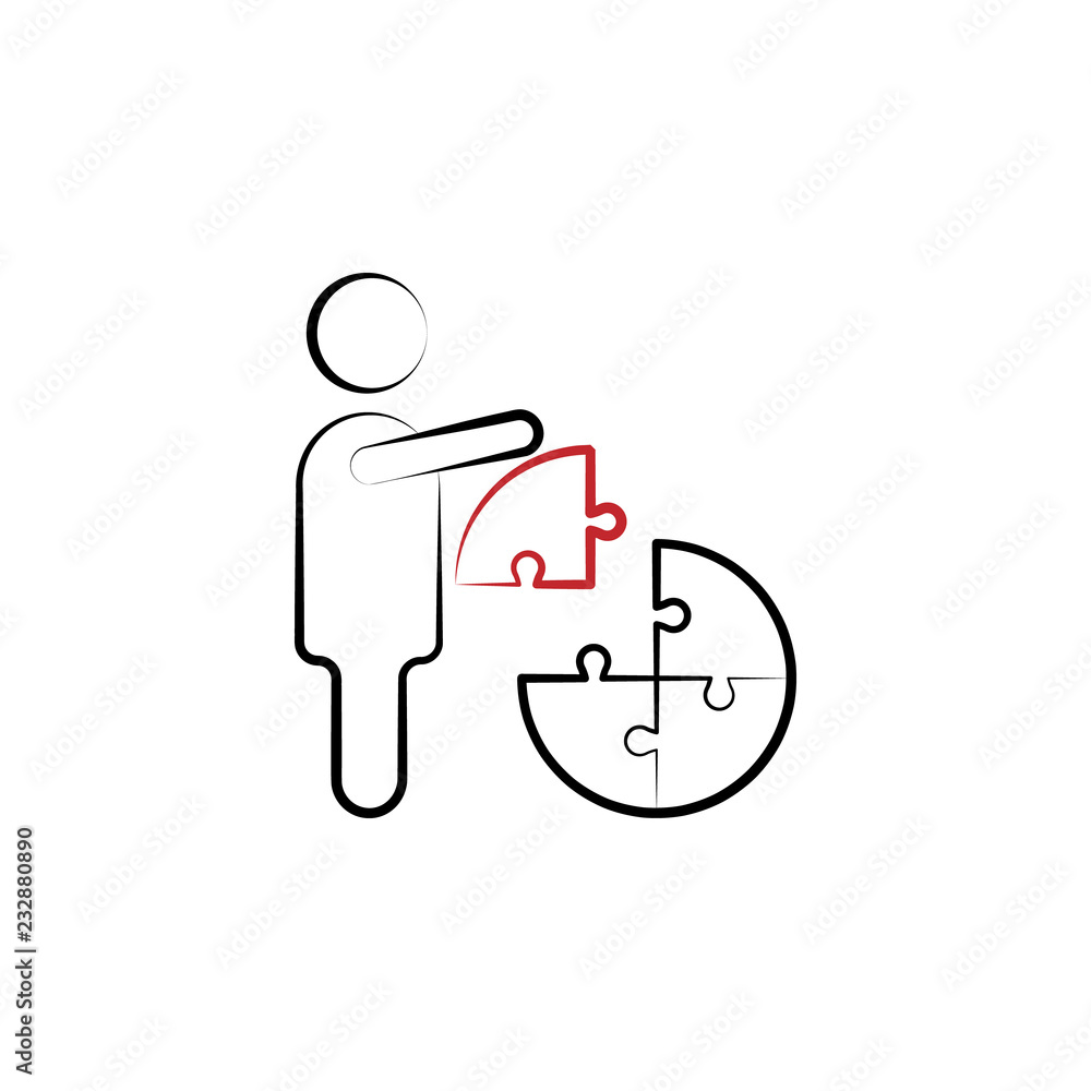 Aufkleber management solution puzzle 2 colored line icon. simple colored element illustration. management solu