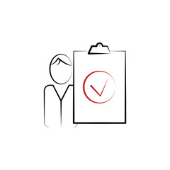 Staff check 2 colored line icon. Simple colored element illustration. Staff check outline symbol design from finance set