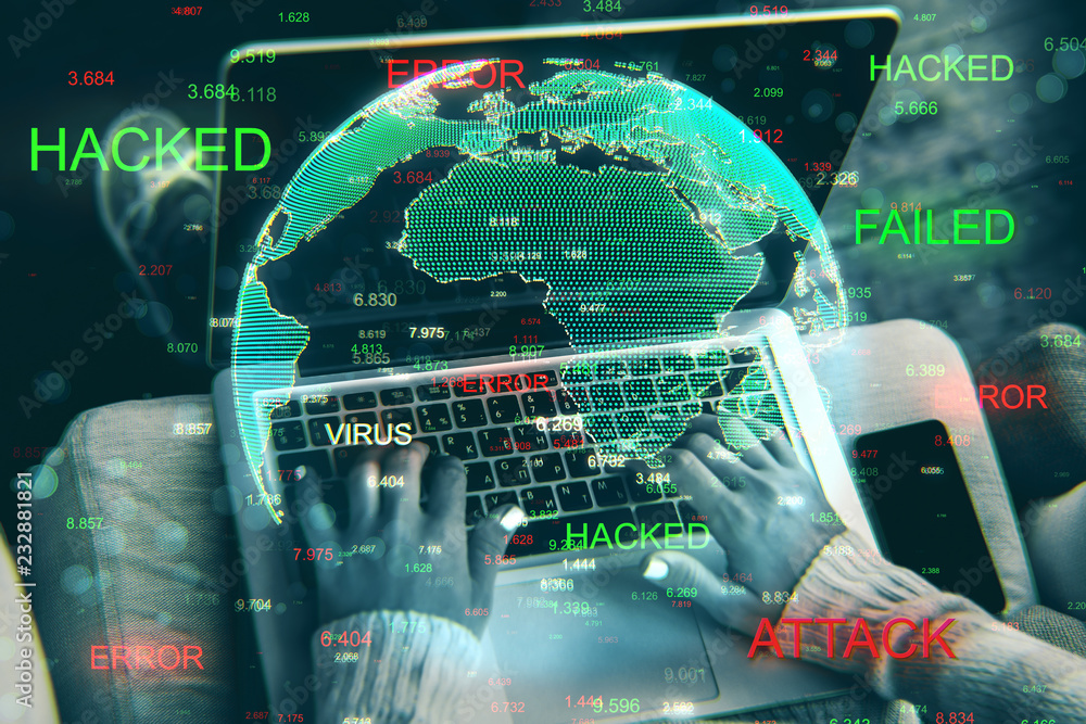 Aufkleber malware and computing concept