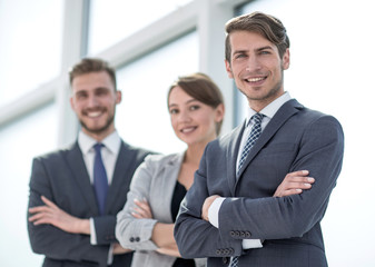 young employees standing together