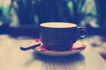 Cup of cappuccino on tabletop