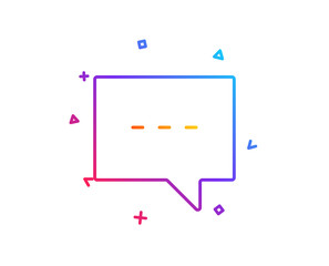 Chat line icon. Speech bubble sign. Communication or Comment symbol. Gradient line button. Blog icon design. Colorful geometric shapes. Vector