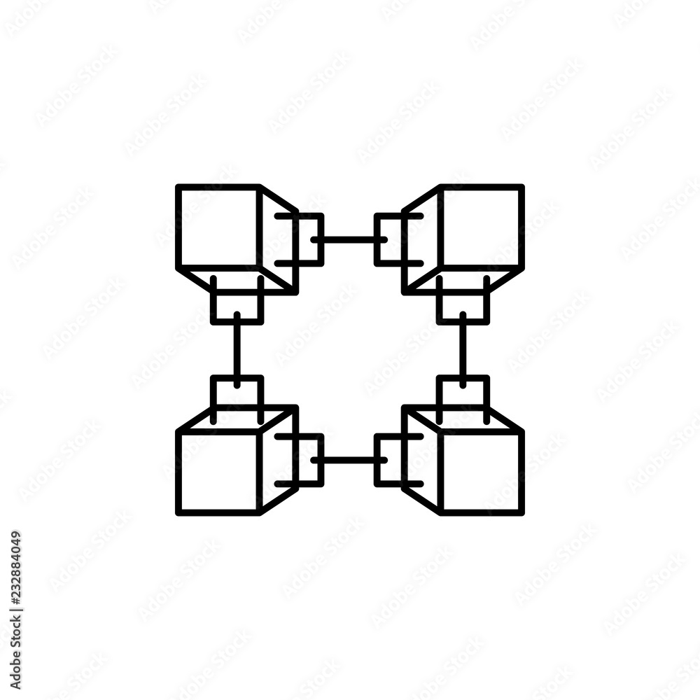 Poster block chain icon. element of block chain icon for mobile concept and web apps. thin line block chain