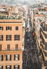 Aerial of Crowded Italian Street