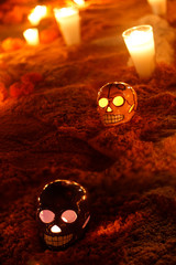 ceramic skulls at day of the dead