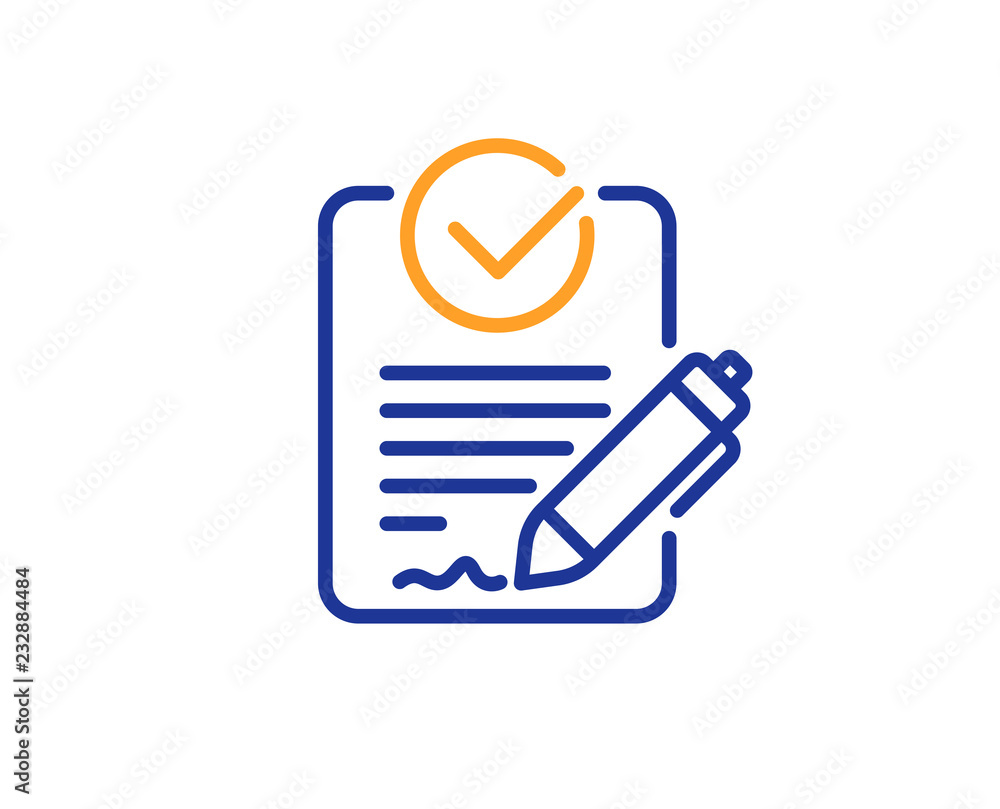 Poster rfp line icon. request for proposal sign. report document symbol. colorful outline concept. blue and