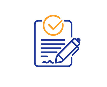 Rfp line icon. Request for proposal sign. Report document symbol. Colorful outline concept. Blue and orange thin line color icon. Rfp Vector