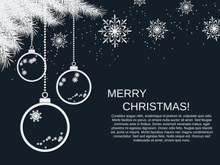 Merry Christmas and Happy New Year black vector background