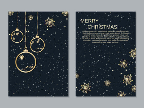 Christmas and New Year two-sided flyer, banner, booklet, brochure cover vector design template 