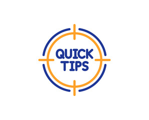 Quick tips aim line icon. Helpful tricks target sign. Colorful outline concept. Blue and orange thin line color icon. Tips Vector