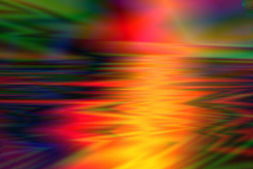 abstraction theme evening sunset, reflection of the setting sun in the water, play of rays in different colors