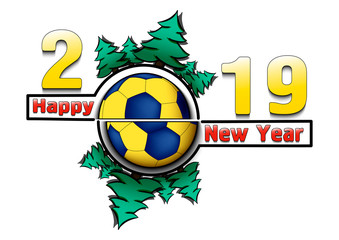 Fototapeta na wymiar Happy new year 2019 and handball ball