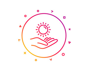Sun protection line icon. Skin care sign. Gradient pattern line button. Sun protection icon design. Geometric shapes. Vector