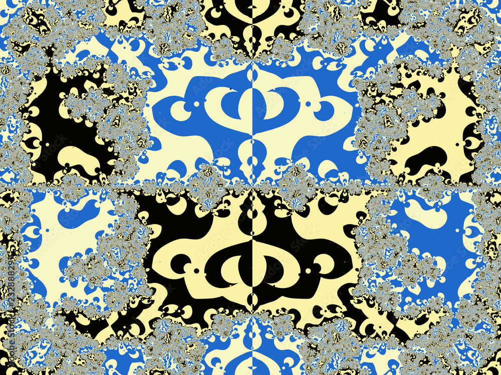 Aufkleber abstract symmetric floral pattern. bright colors and sparkling texture. digital artwork. fractal gra
