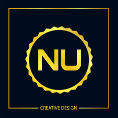 Initial Letter NU Logo Template Design