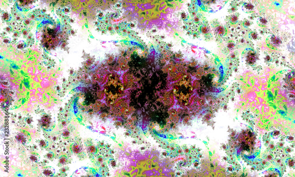 Poster abstract floral pattern. buds and spirals. warm colors. digital artwork. fractal graphics.