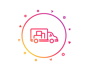 Truck transport line icon. Transportation vehicle sign. Delivery symbol. Gradient pattern line button. Truck transport icon design. Geometric shapes. Vector