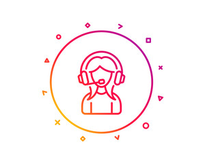 User Support line icon. Female Profile sign. Woman Person silhouette symbol. Gradient pattern line button. Support icon design. Geometric shapes. Vector