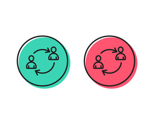 Teamwork line icon. User communication or Human resources. Profile Avatar sign. Person silhouette symbol. Positive and negative circle buttons concept. Good or bad symbols. User communication Vector