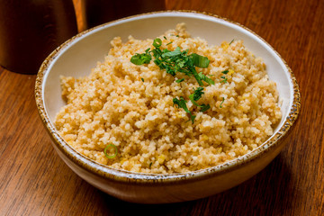 cous cous cooked in the plate
