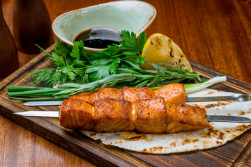 salmon fillet cooked on the grill