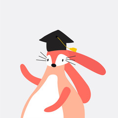Naklejka premium Pink rabbit in a cartoon style vector