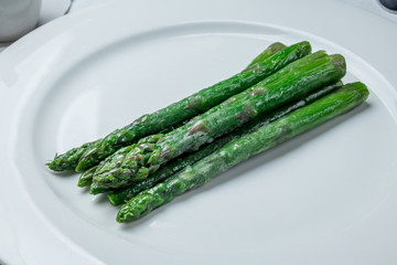 Asparagus grill on plate