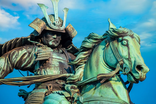Statue of Kusunoki Masashige, famed Japanese samurai at the East Garden outside Tokyo Imperial Palace