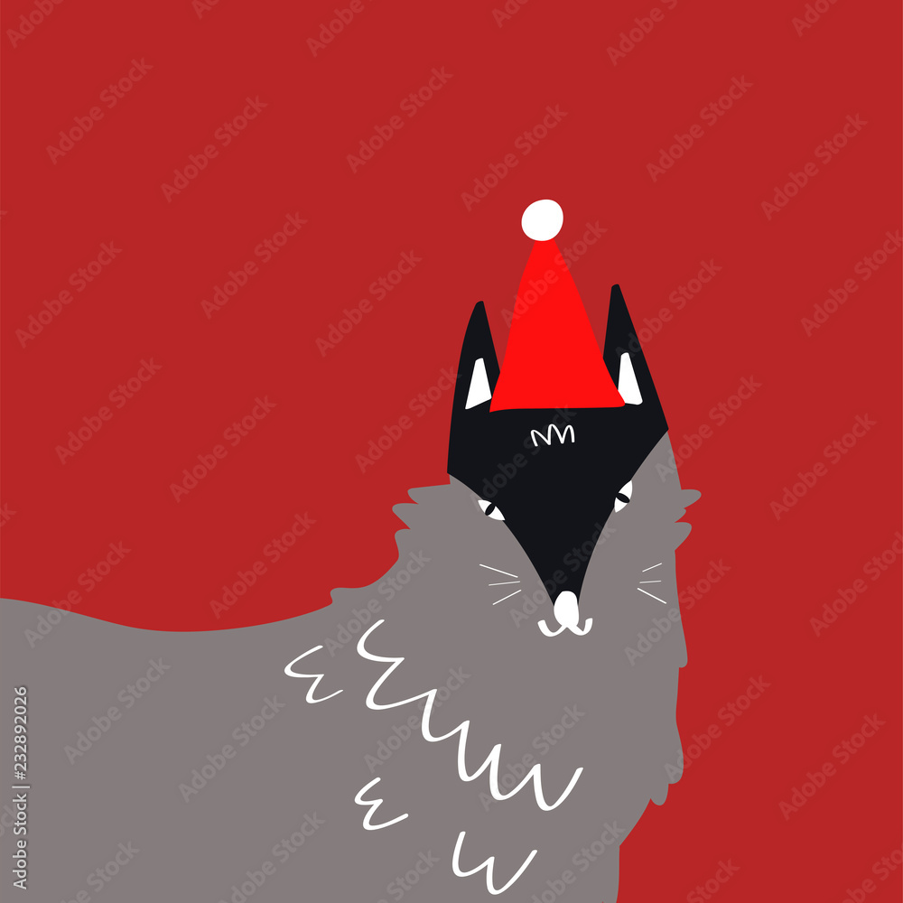 Poster gray cartoon wolf vector design