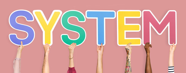 Colorful letters forming the word system