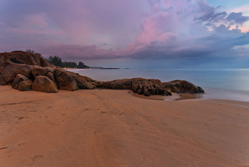 Fototapeta na wymiar Sunset at the beach of Khao Lak. Thailand