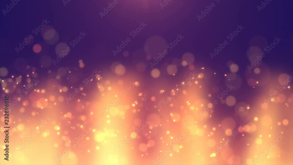 Poster 4k abstract festive gold motion background with defocused round bokeh lights. golden particle shine.