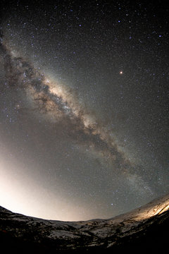 The milky way galaxy as pictured above Lagunillas ski area in Cajon del Maipo near Santiago, Chile.