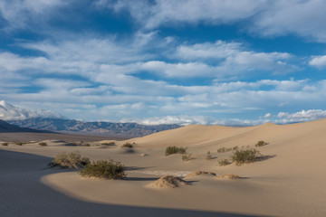Wind sculpted sand to form the intriguing Mesquite Sand Dunes, Death Valley National Park, California