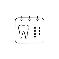 calendar, tooth icon. Element of dantist for mobile concept and web apps illustration. Hand drawn icon for website design and development, app development