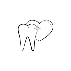 tooth love, tooth icon. Element of dantist for mobile concept and web apps illustration. Hand drawn icon for website design and development, app development