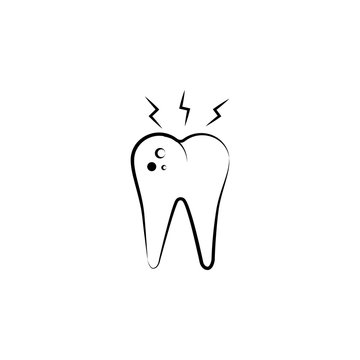 tooth broblem, care icon. Element of dantist for mobile concept and web apps illustration. Hand drawn icon for website design and development, app development