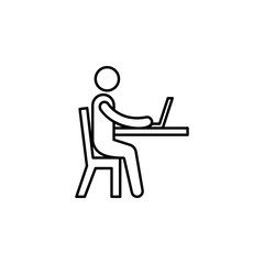 desk, educate, laptop icon. Element of education icon for mobile concept and web apps. Thin line desk, educate, laptop icon can be used for web and mobile