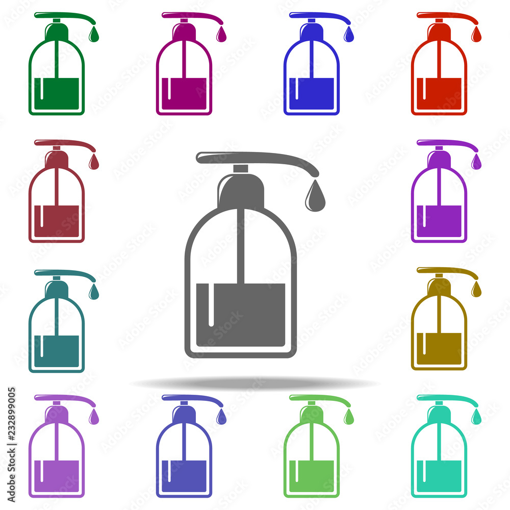 Poster liquid soap icon. elements of bathroom in multi color style icons. simple icon for websites, web des