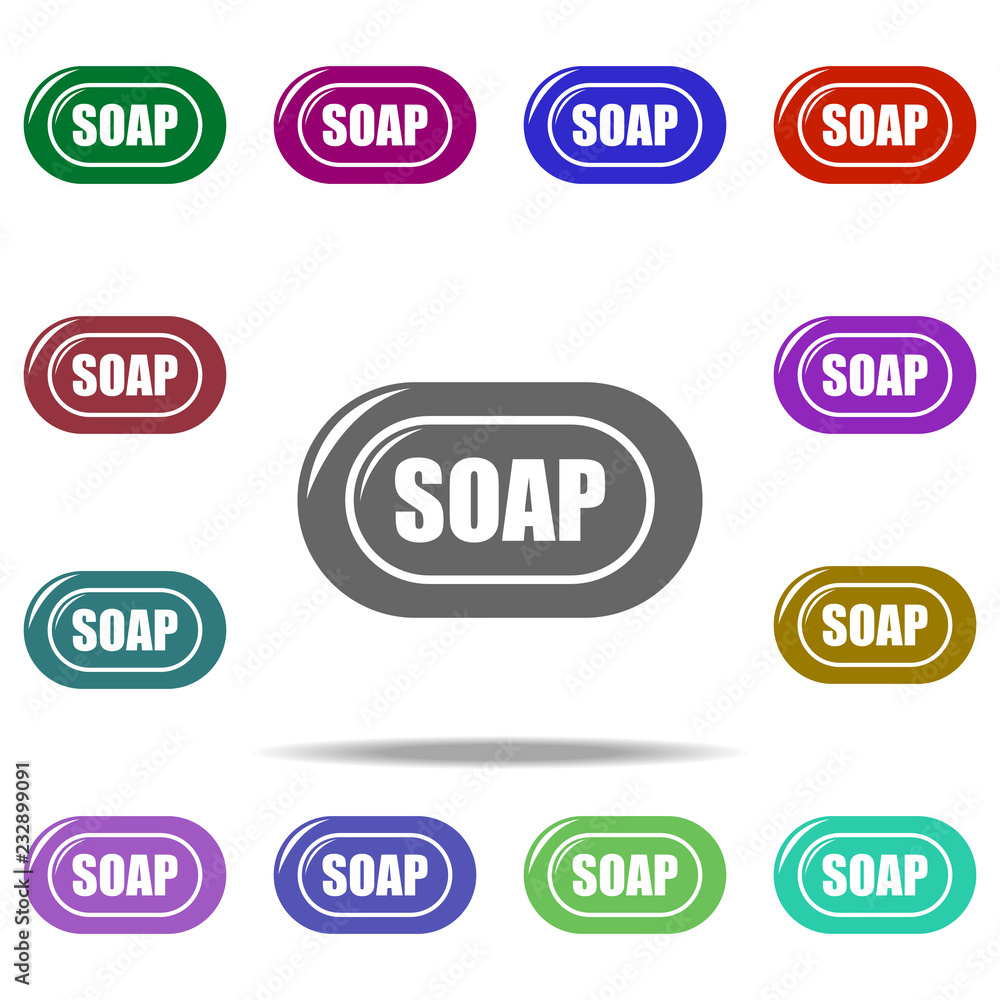 Poster soap icon. elements of bathroom in multi color style icons. simple icon for websites, web design, mo