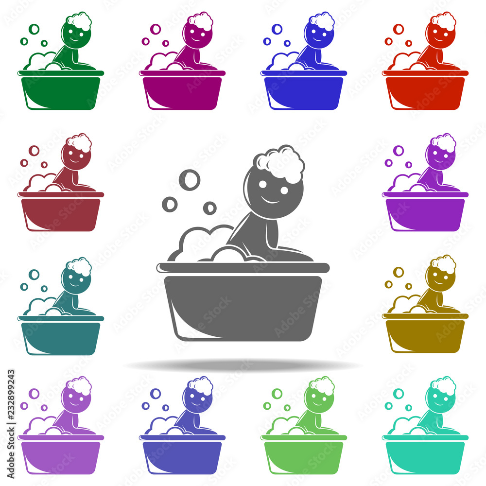 Poster bathing of an infant icon. elements of children in multi color style icons. simple icon for websites