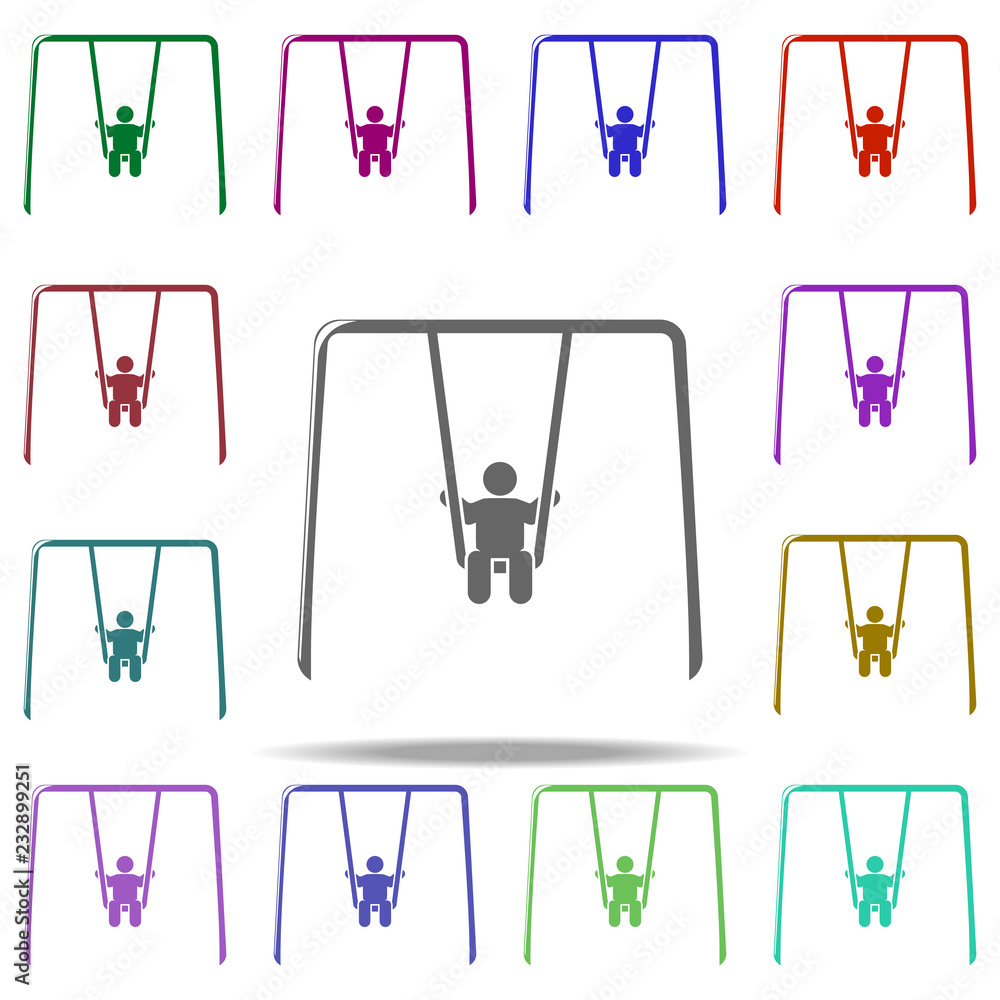 Poster child on a swing icon. Elements of Children in multi color style icons. Simple icon for websites, web design, mobile app, info graphics