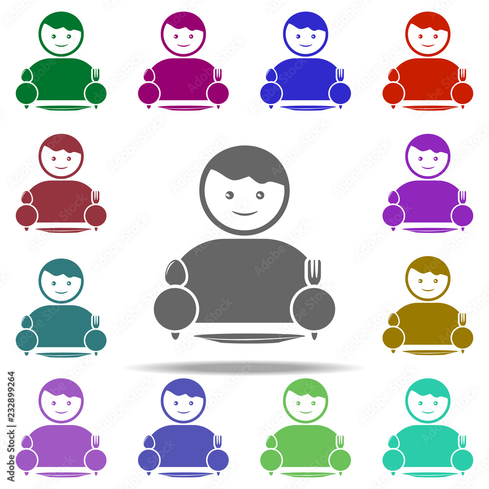 Poster child at the table icon. elements of children in multi color style icons. simple icon for websites, 