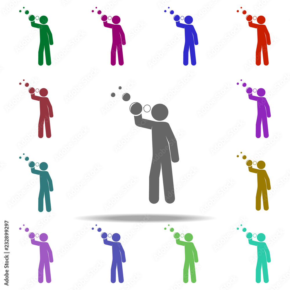 Poster the child blows bubbles icon. elements of children in multi color style icons. simple icon for websi
