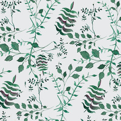 Tropical palm leaves, jungle leaves vector floral pattern background. Leaves texture pattern.Watercolor floral background.