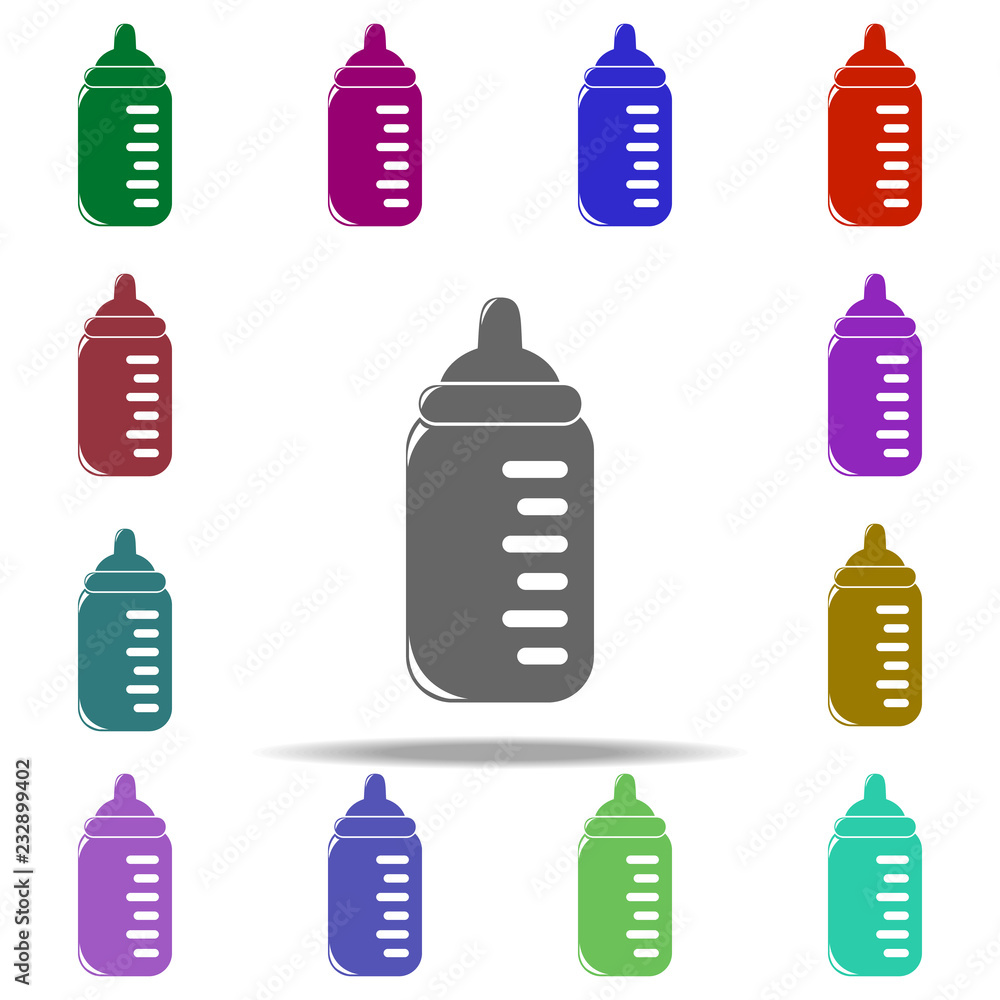 Poster baby bottle icon. elements of children in multi color style icons. simple icon for websites, web des