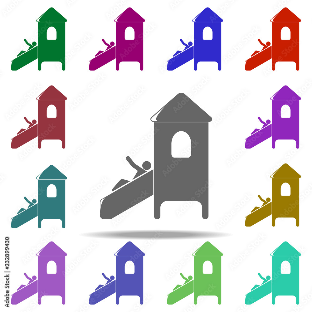 Poster the child rolls down the hill icon. elements of children in multi color style icons. simple icon for