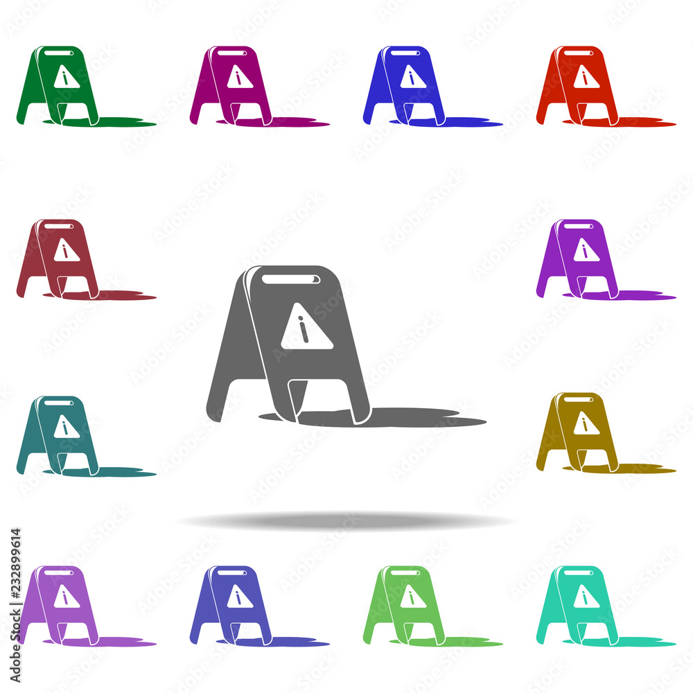 Poster the sign is gently wet icon. elements of cleaners in multi color style icons. simple icon for websit