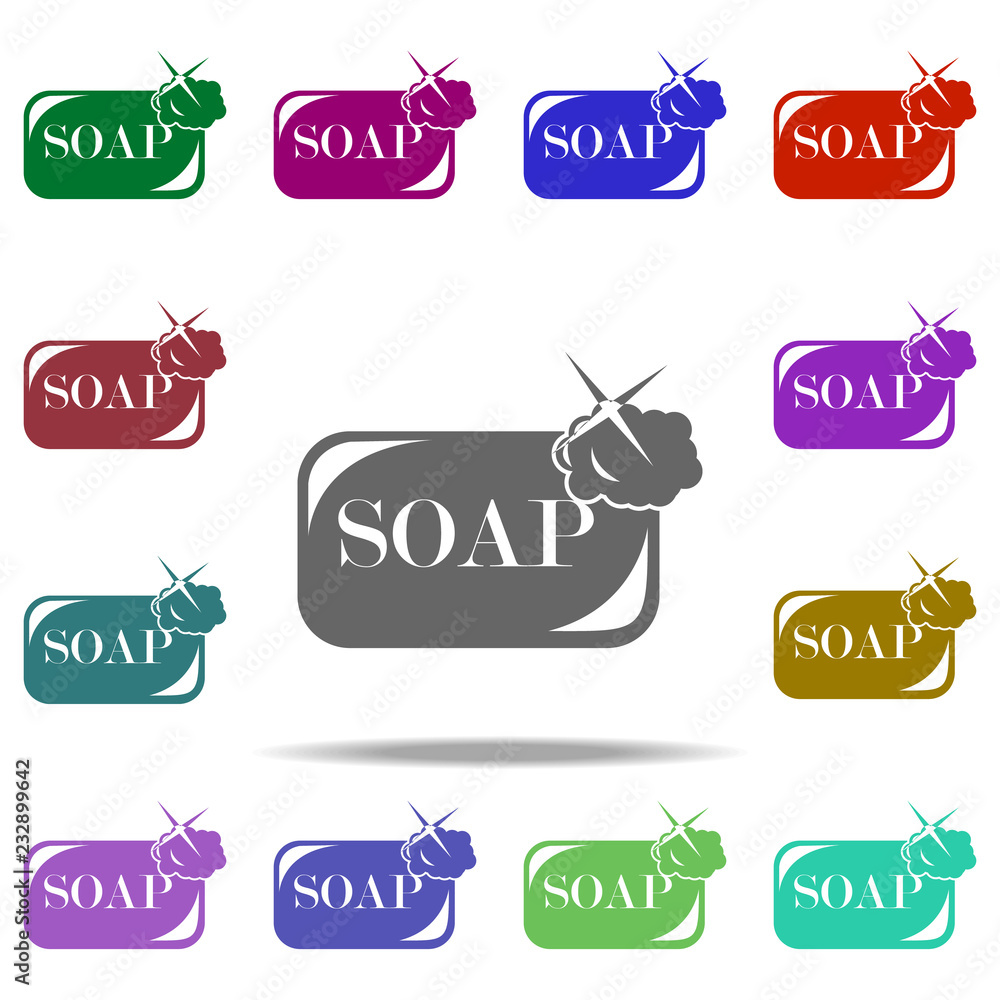 Poster soap icon. elements of cleaners in multi color style icons. simple icon for websites, web design, mo